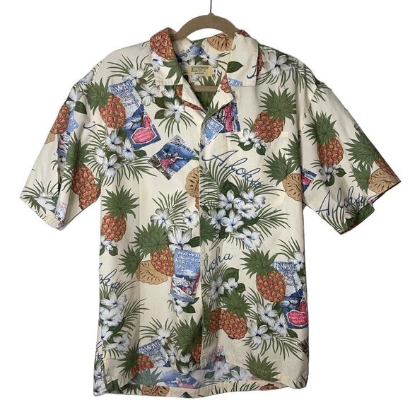 NEWT Honolulu Vintage Mens Shirt Size Medium White Green Tropical Print Aloha - Picture 10 of 10